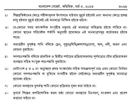 পরিবেশ সংরক্ষণ বিধিমালা, ২০২৩ তফসিল — পৃষ্ঠা ৬১