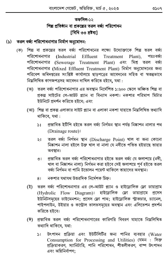 পরিবেশ সংরক্ষণ বিধিমালা, ২০২৩ তফসিল — পৃষ্ঠা ৯৯