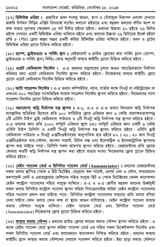 অগ্নি প্রতিরোধ ও নির্বাপণ বিধিমালা, ২০১৪ তফসিল — পৃষ্ঠা ৫২